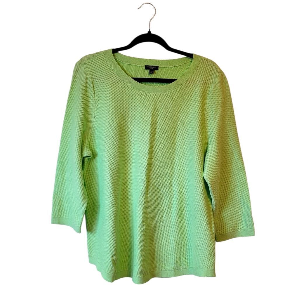 Talbots Lime Green Knit Cotton Blend Sweater Women's Size XLP